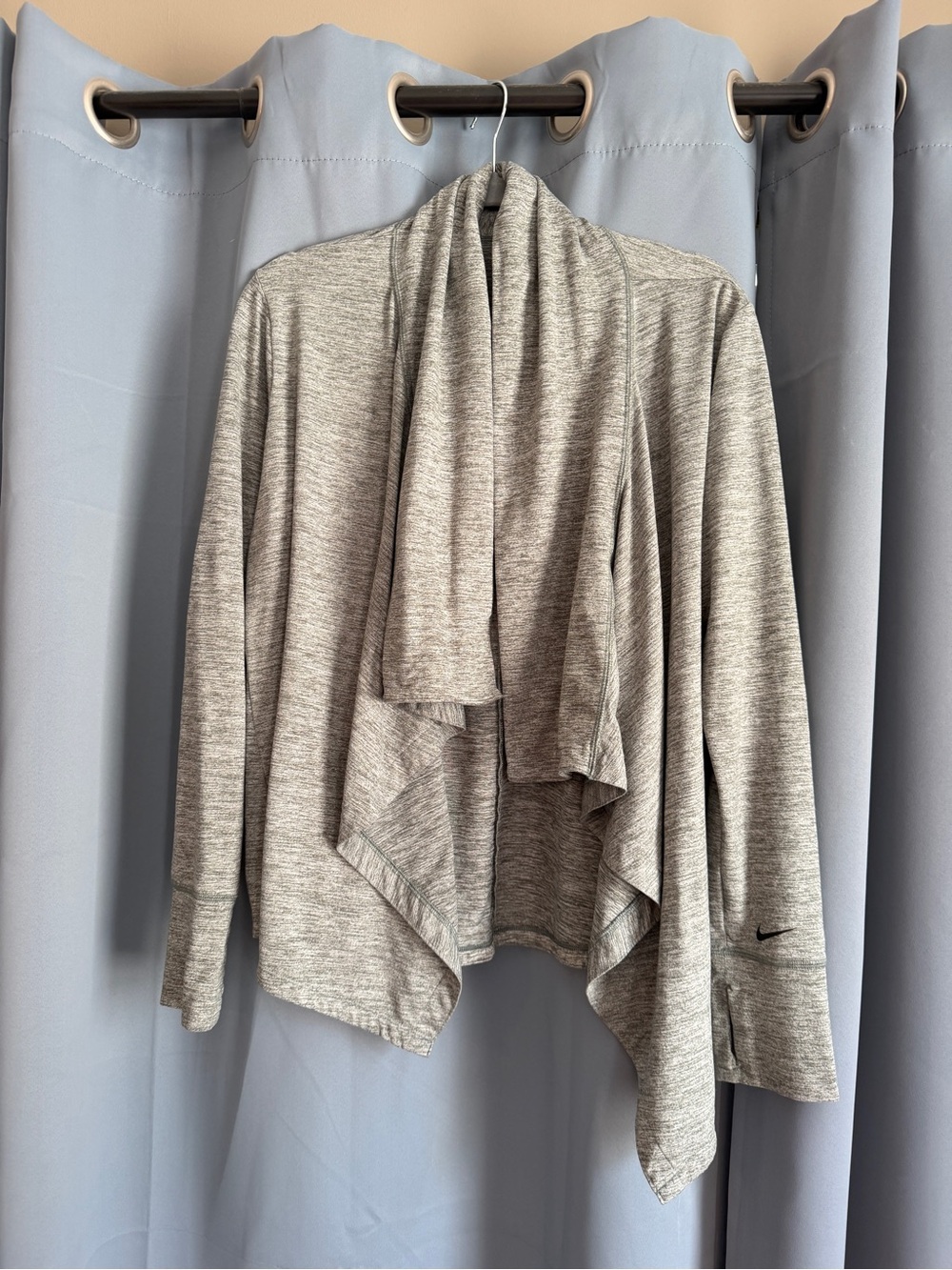 Nike Heather Gray/green Draped Open-Front Women's Cardigan